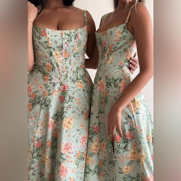 House of CB Corset Midi Sundress XS - Jade Floral Print - Picture 3 of 8